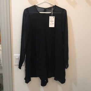 Zara size S black long sleeve romper.